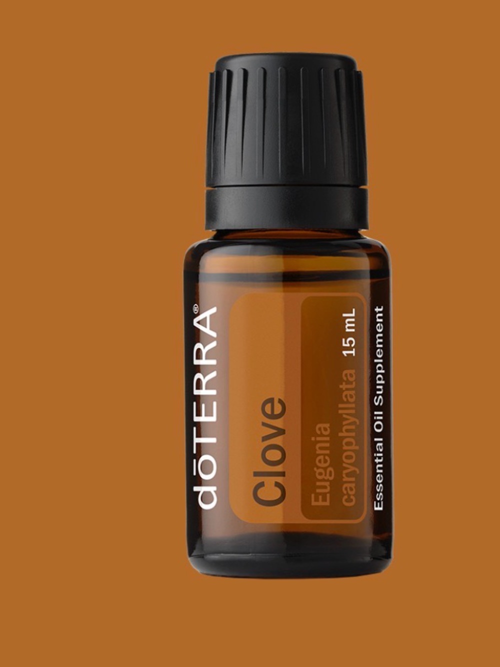 Doterra Clove Essential Oil Bottle - Black Cap, Amber Glass